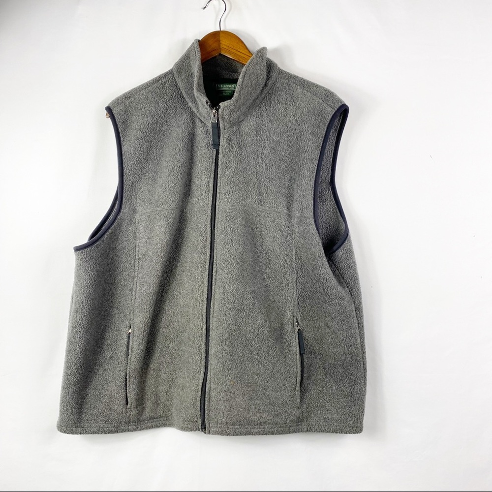 LL BEAN Men's Gray Fleece Vest in Size XL